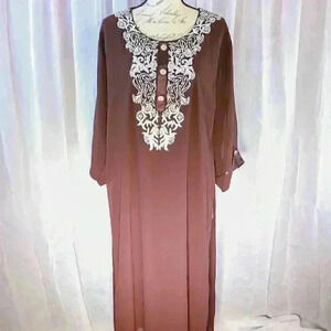 Excellent Brand embroidered front brown side slits tunic/Kurta dress